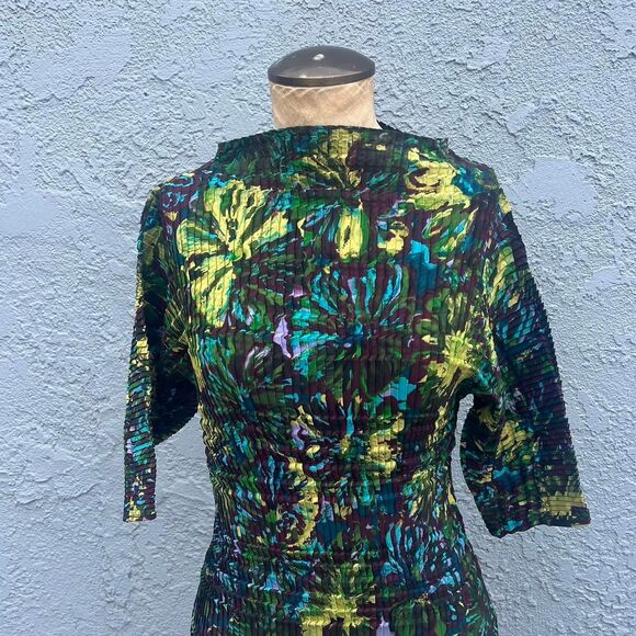 Women's Crinkle Blouse Mockneck y2k Pleated top S/M - Picture 7 of 8